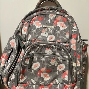 Bananafish Floral Kids Backpack - Gray and Pink Diaper Bag Baby Bag